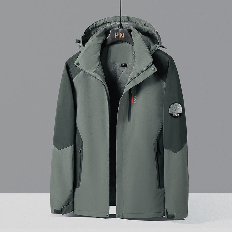 Men's two-toned softshell outdoor jacket with windproof membrane, adjustable hood and concealed chest pocket Mune Fashion