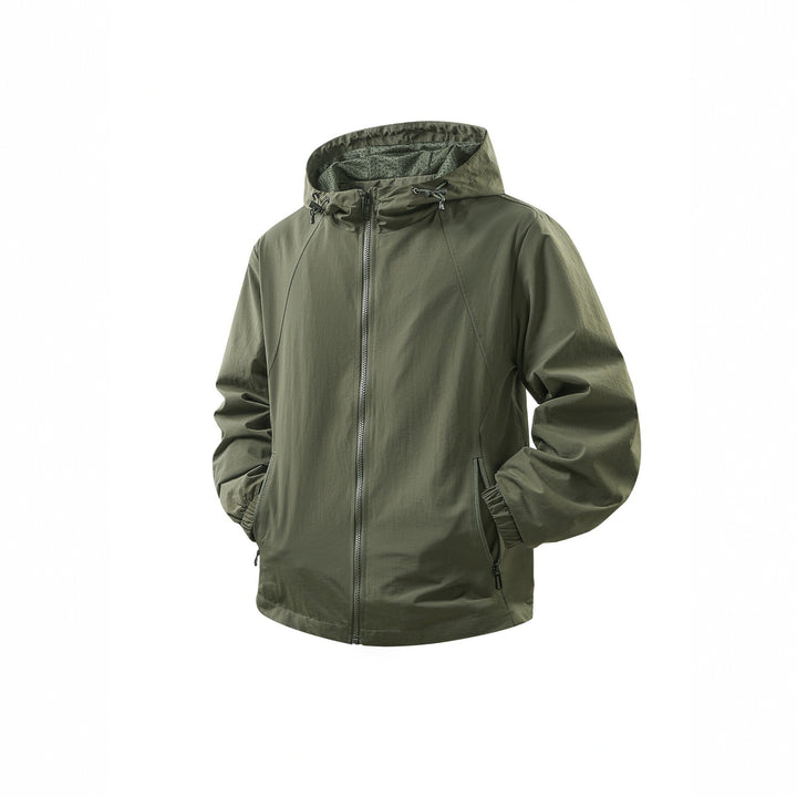 Men's Lightweight Breathable Hooded Windbreaker with Mesh Lining and Zipper Pockets Mune Fashion
