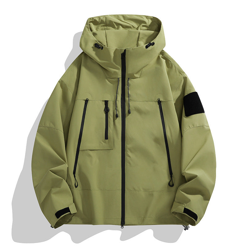 Men's Technical Outdoor Jacket with Adjustable Hood Design and Multifunctional Pockets Mune