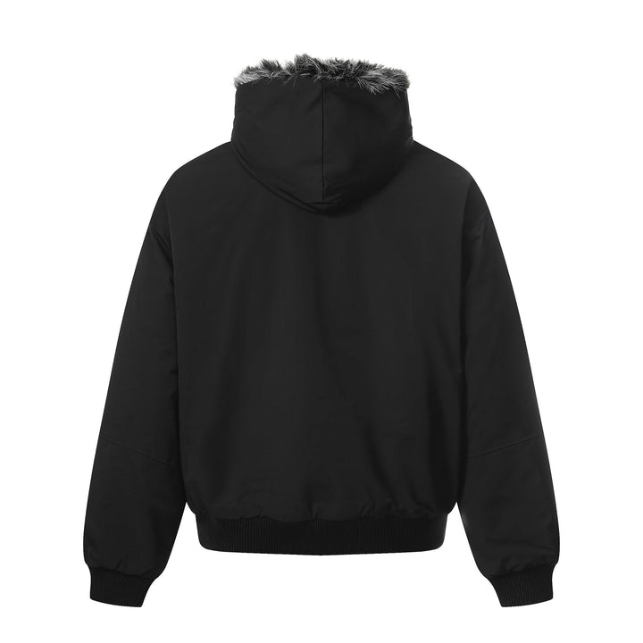 Men's Short Boxy Bomber Jacket in Aviator Look with Removable Faux Fur Collar Mune Fashion