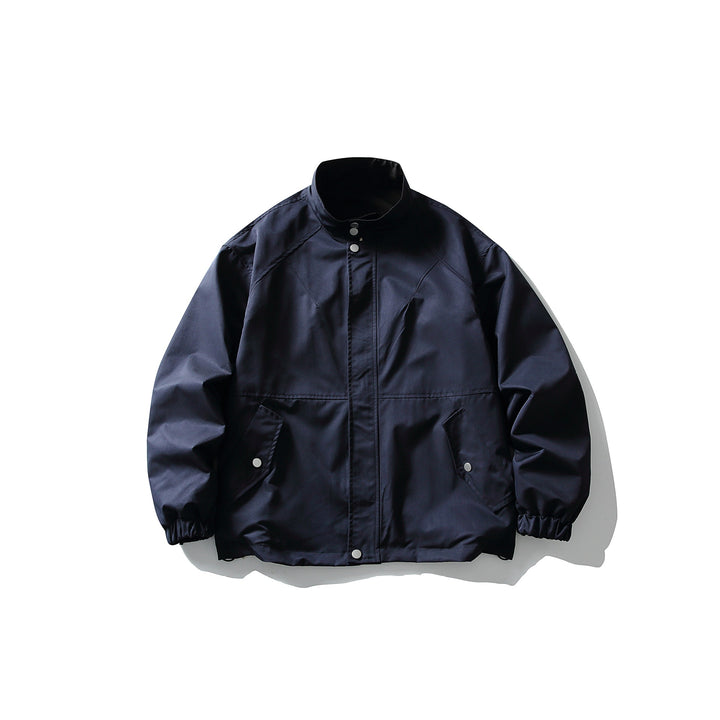 Unisex Lightweight wind and water-repellent oversized boxy jacket with stand-up collar and elastic hem Mune Fashion