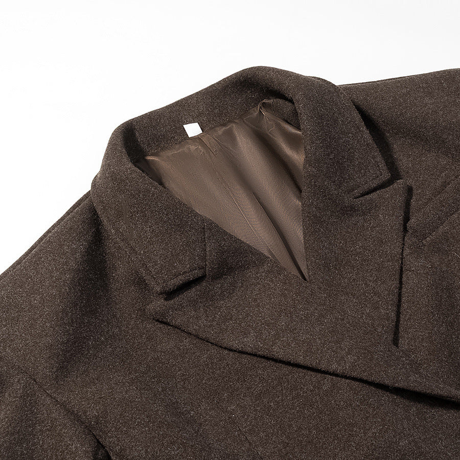 Men's Double-Breasted Wool Blazer with Warm Wool Blend, Notched Lapel and Flap Pockets Mune Fashion