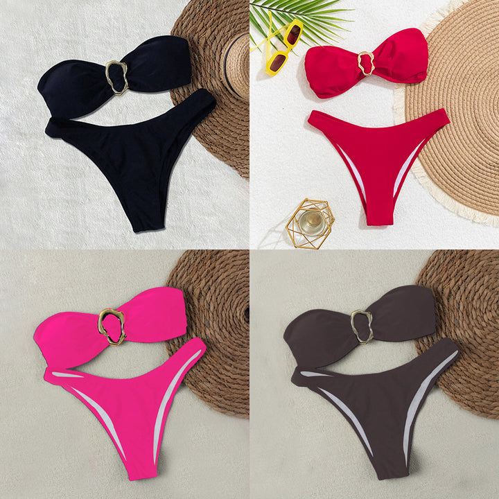 Women's bandeau bikini with elegant gold clasp Mune Fashion