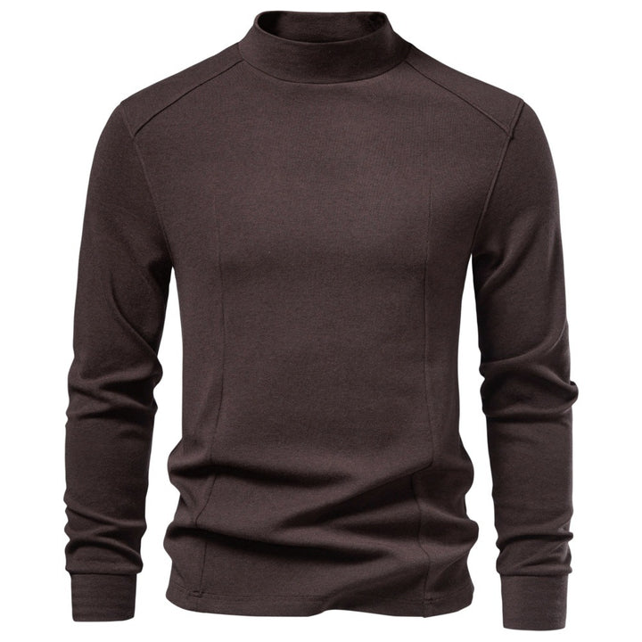 Men's Long Sleeve Sweatshirt with Narrow Standing Collar and Cotton Blend Mune Fashion