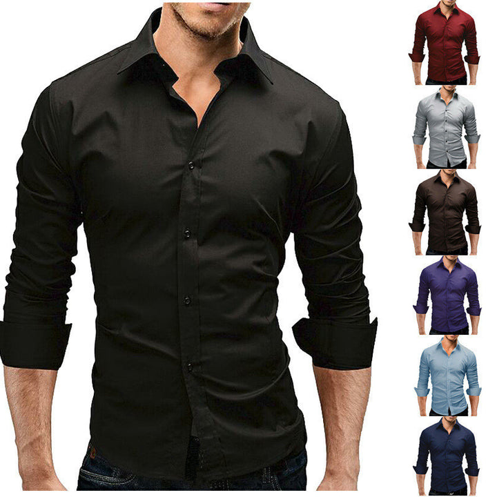 Men's tailored business shirt with cutaway collar and stretch cotton blend Mune Fashion
