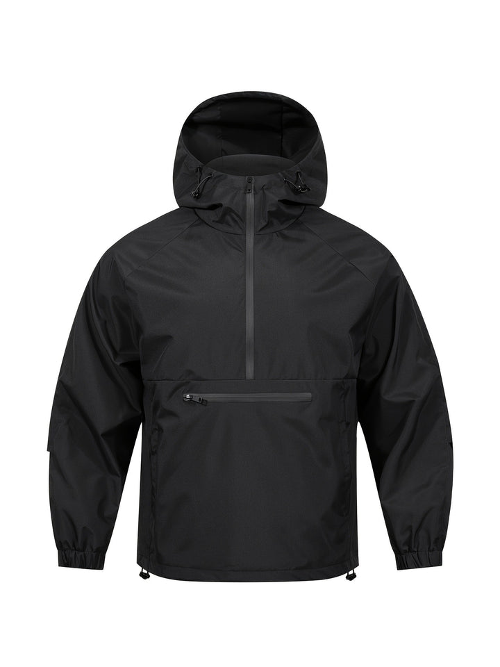 Men's Wind and Water Repellent Anorak Pullover Jacket with Half Zip and Kangaroo Pocket Mune Fashion