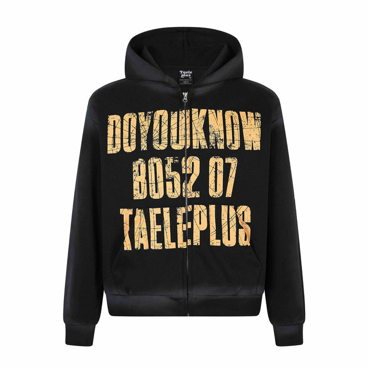 Unisex hooded jacket with full zip, large typo print and kangaroo pocket Mune Fashion