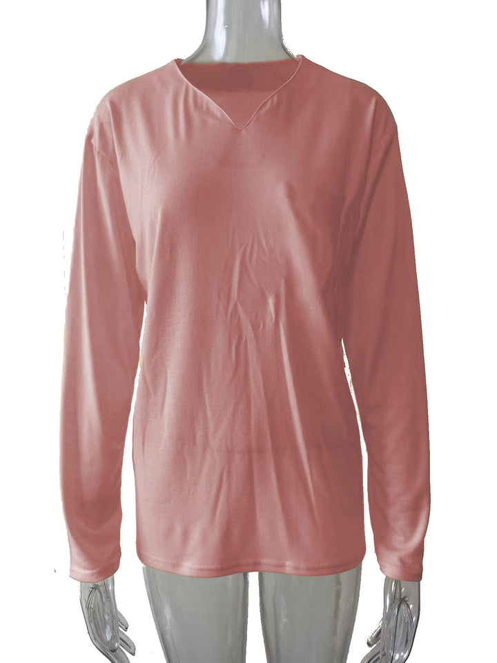 Women nan legeres Long-sleeve shirt with V-notch neckline, chest pocket, and relaxed oversized fit Mune Fashion