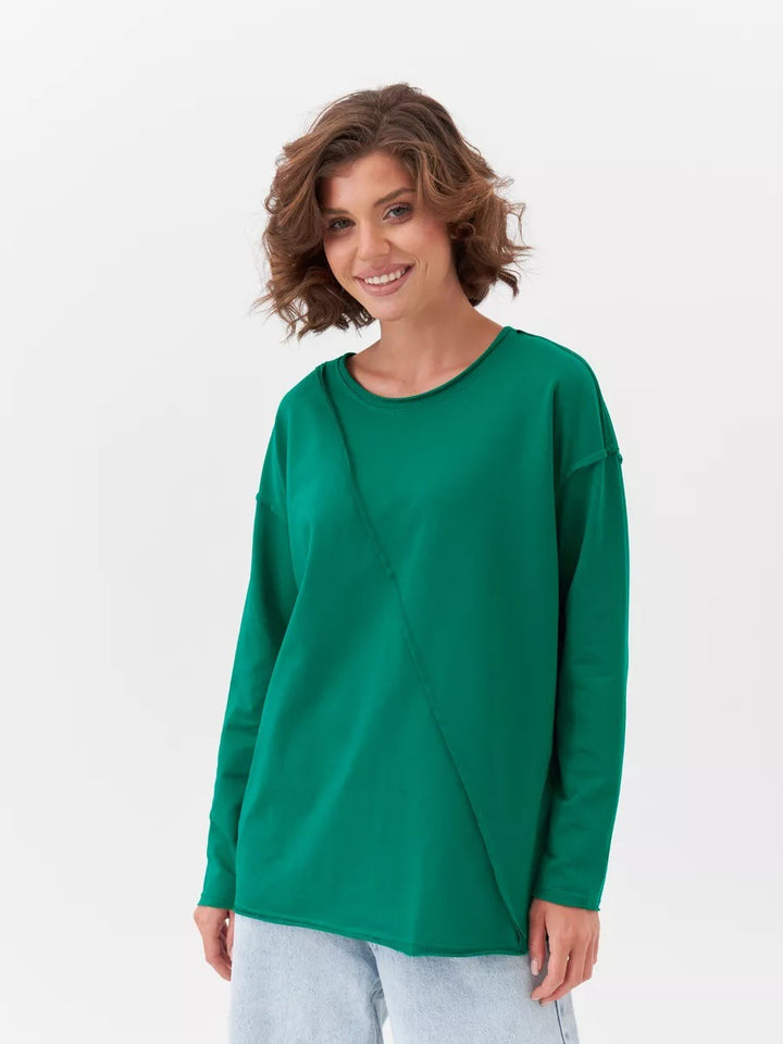 Women Oversized Longsleeve with diagonal seam and drop shoulders Mune Fashion