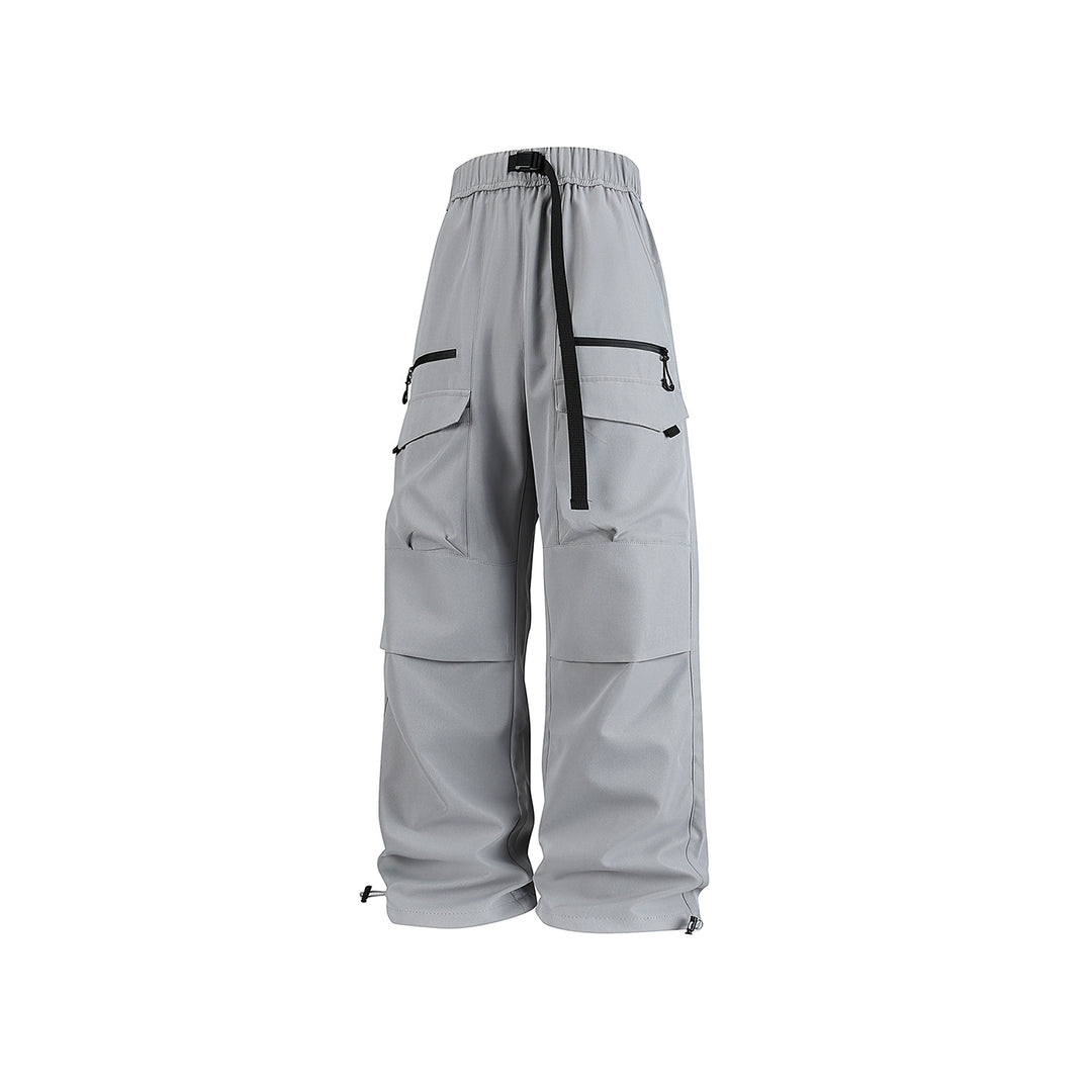 Men's Wide Utility Cargo Pants with Reinforced Knee Patches, Zipper and Flap Pockets Drune