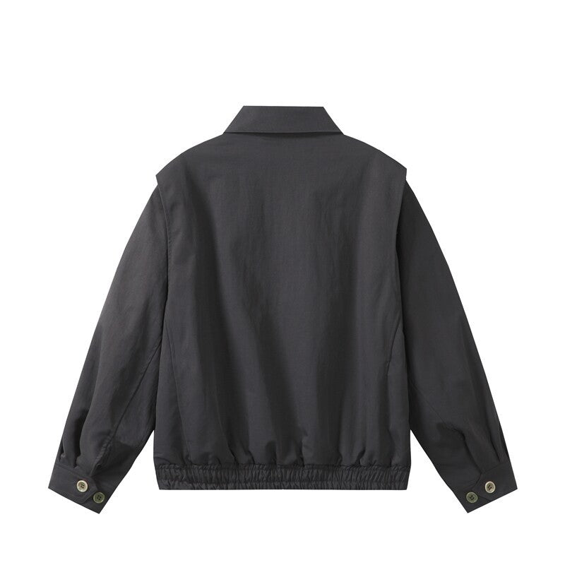 Unisex Lightweight Oversized Transitional Bomber Jacket with Shirt Collar and Elastic Hem Mune Fashion