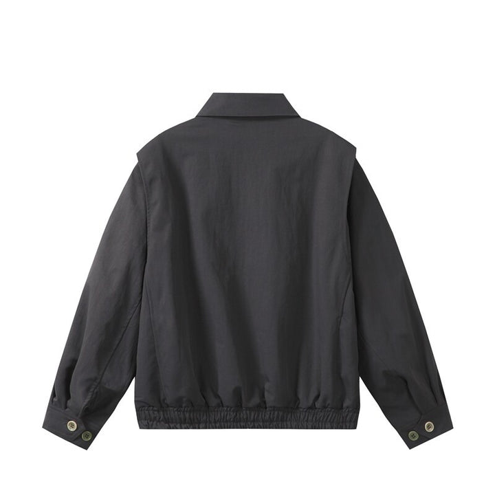 Unisex Lightweight Oversized Transitional Bomber Jacket with Shirt Collar and Elastic Hem Mune Fashion