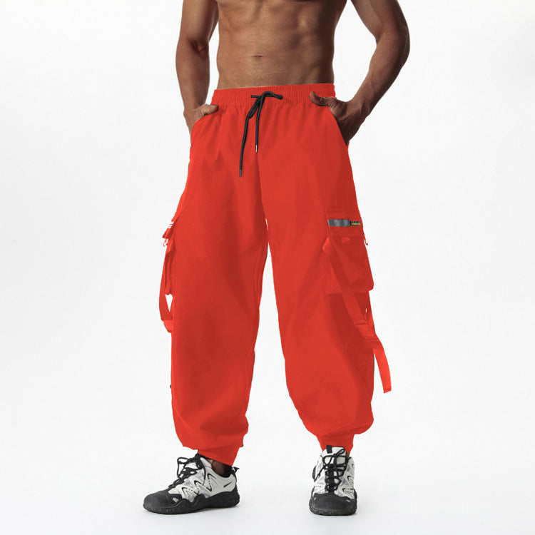 Men's Utility Cargo Jogging Pants with Drawstring, Leg Straps & Multiple Pockets Mune Fashion