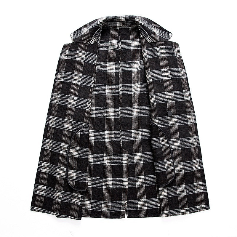 Men's tailored checked double-breasted overcoat Drune