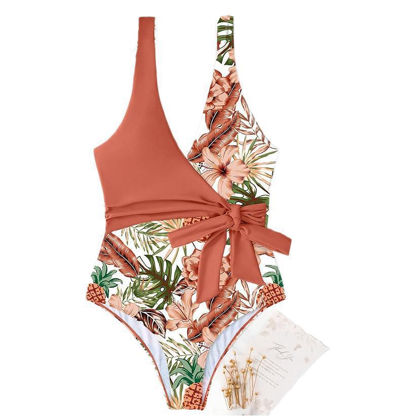 Women's One-Piece Swimsuit with Playful Wrap Design Mune Fashion