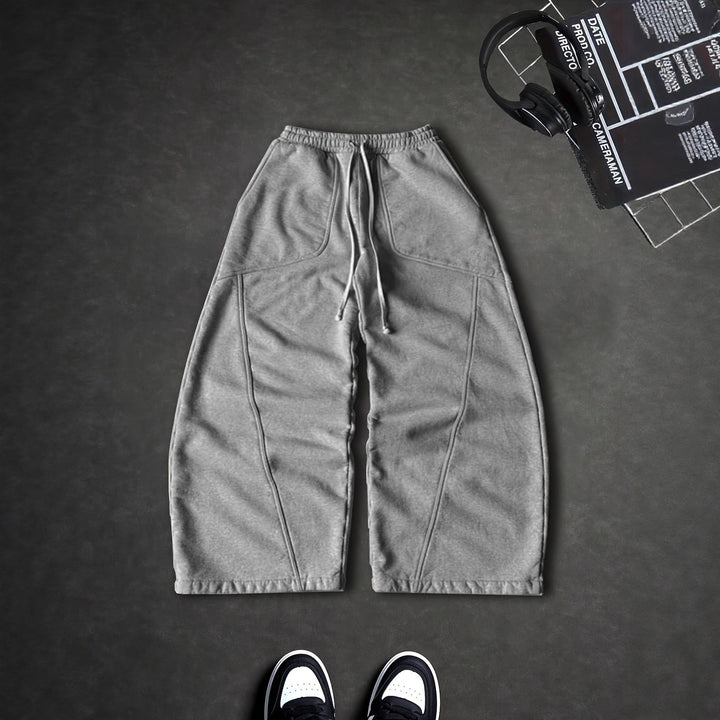 Women Extra Wide Lounge Jogging Pants with High Waist, Drawstring & Shaped Knee Panels Mune Fashion
