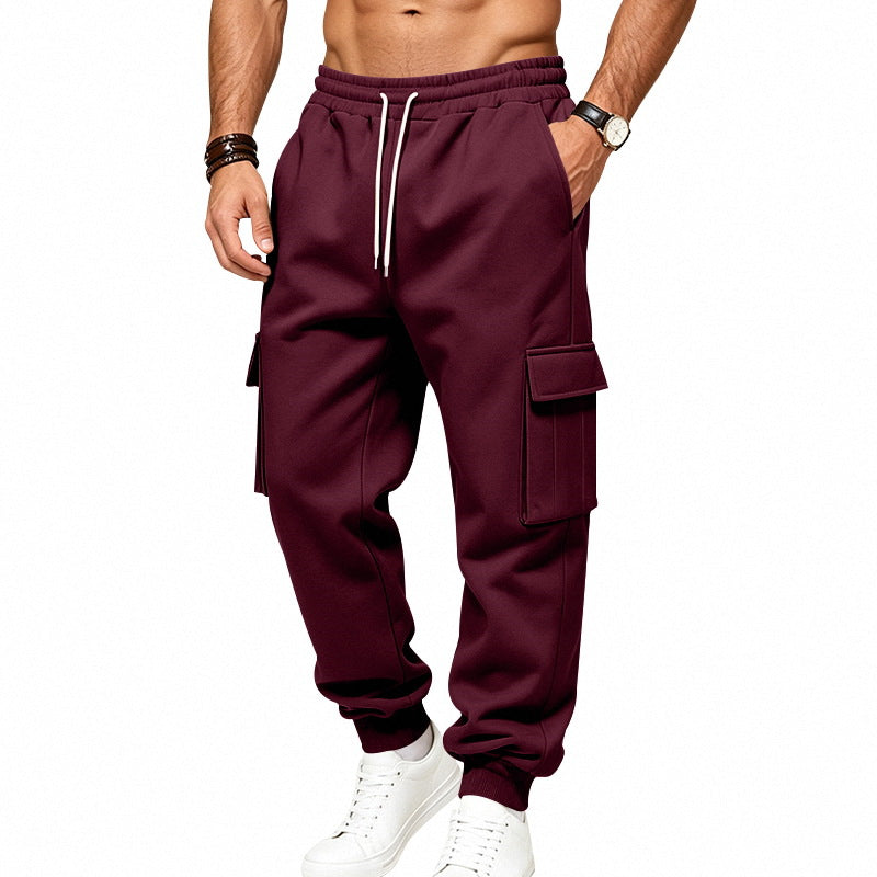 Men's cargo joggers made of sweat fabric with drawstring, elastic cuffs, and large flap pockets Mune Fashion