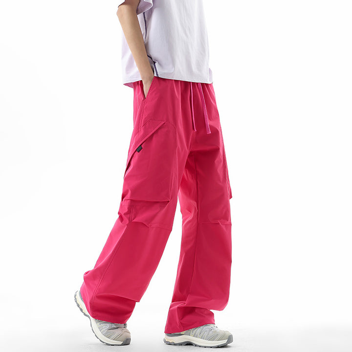 Men's Wide Technical Cargo Leisure Pants with Drawstring, Multifunctional Pockets & Outdoor Performance Mune Fashion