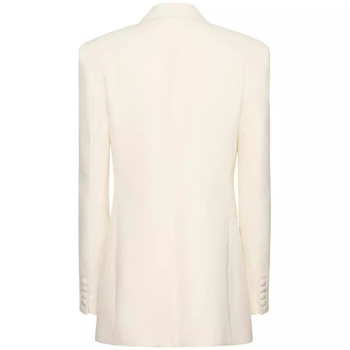 Women Double-Breasted Blazer Coat in Tuxedo Style with Contrasting Shawl Collar Mune Fashion