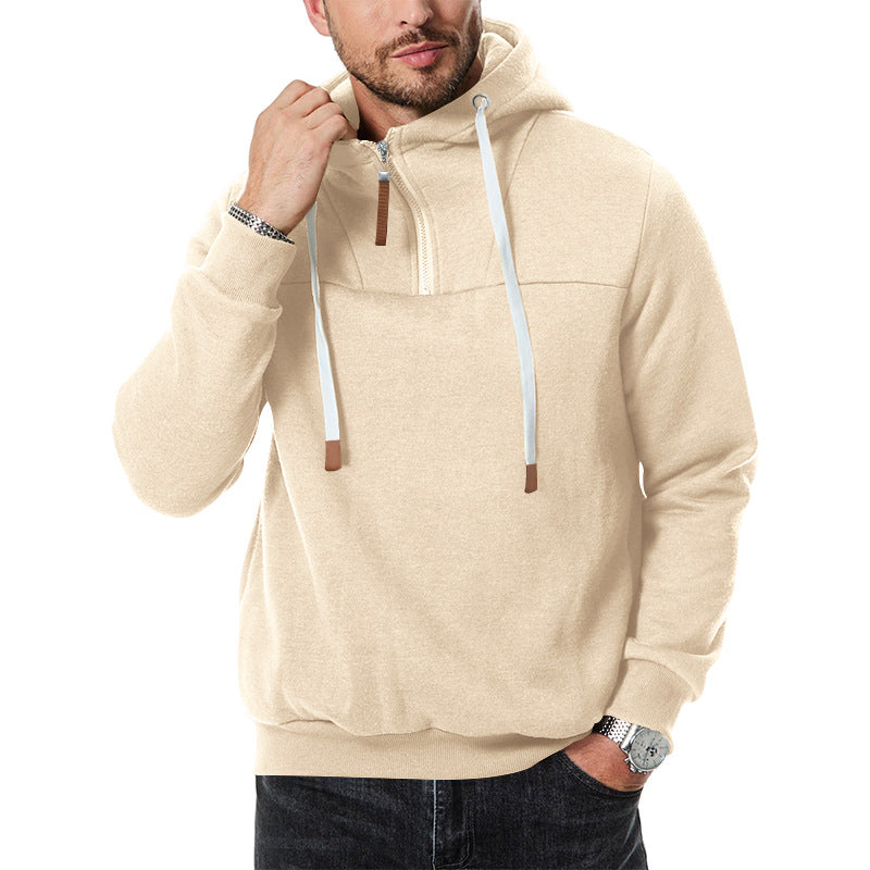 Men's nano sweat half-zip with textured interior, adjustable hood and wide ribbed hem Mune Fashion