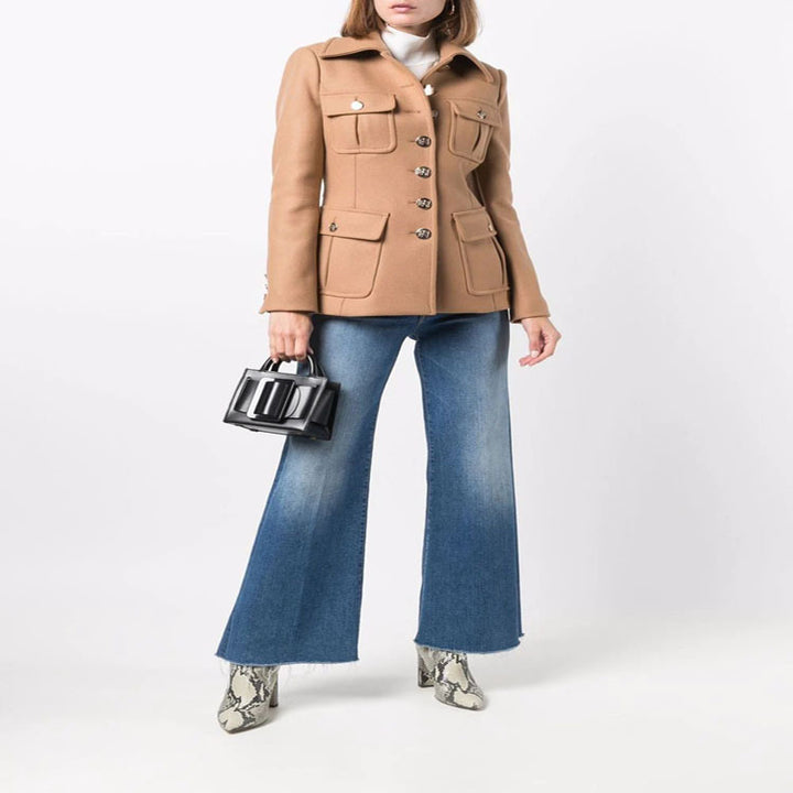 Women's short military-inspired wool blend jacket with decorative buttons Mune Fashion
