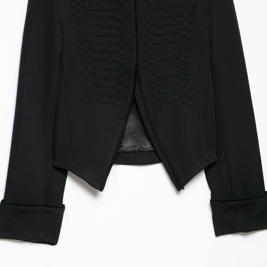 Women's short military-inspired bolero jacket with stand-up collar and decorative cords Mune Fashion