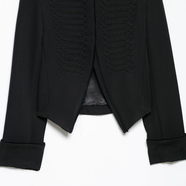 Women's short military-inspired bolero jacket with stand-up collar and decorative cords Mune Fashion