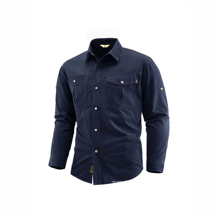 Men's Canvas Overshirt in Field Style with Chest Flaps and Full Button Placket Mune Fashion