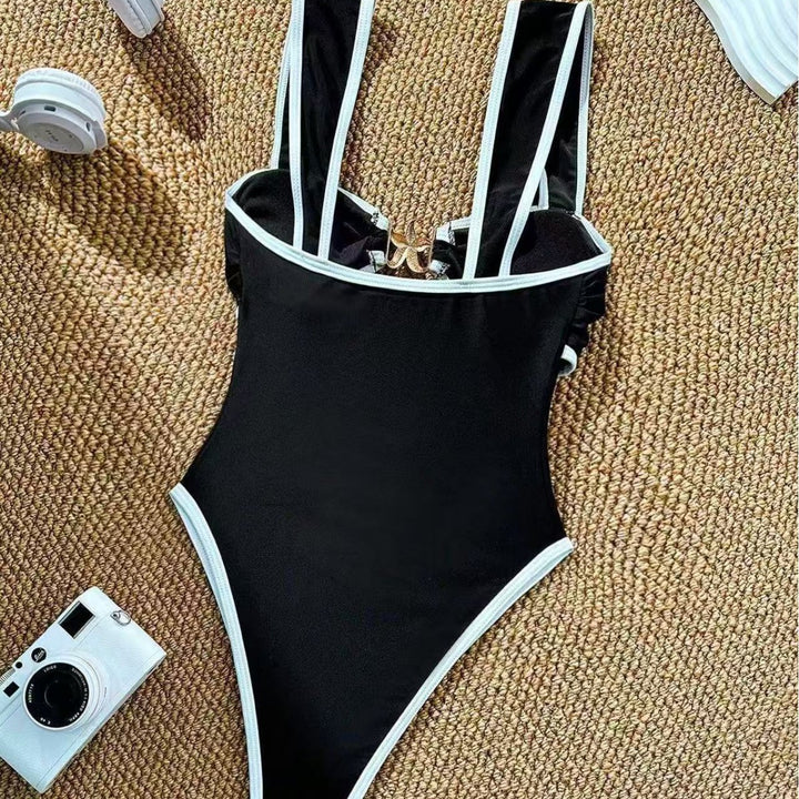 Ladies one-piece swimsuit with fashionable bustier and adjustable straps Mune Fashion
