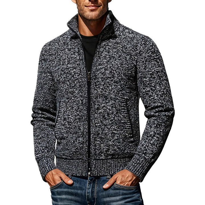 Men's knitted bomber jacket with stand-up collar and two-way zipper Mune Fashion