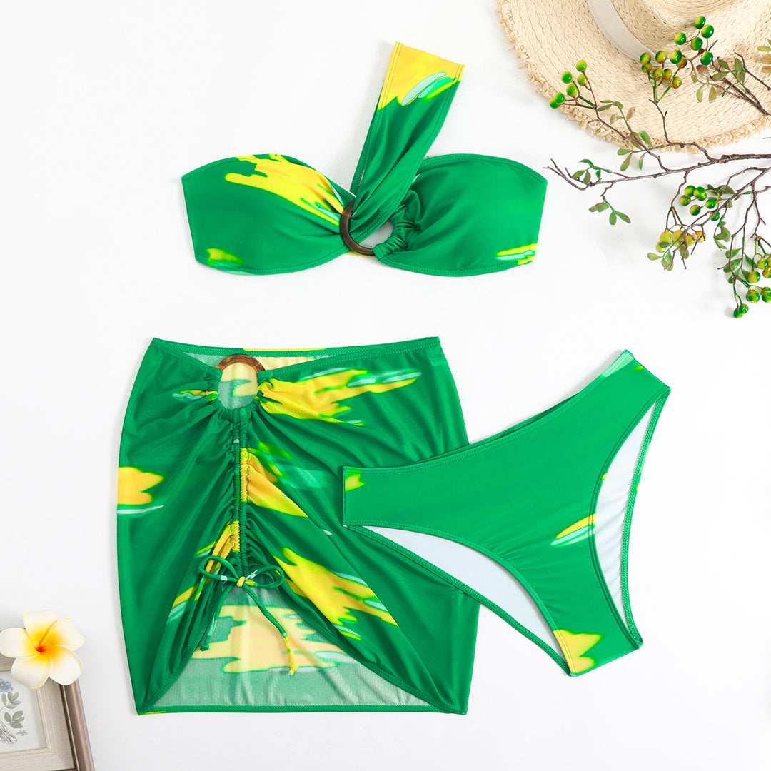 Women's Cropped Bikini Set with Playful Ruffle Design and Elegant Tie Strap System Mune Fashion