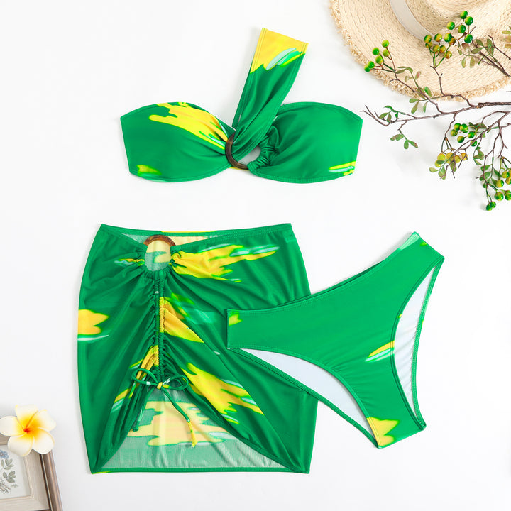 Women's Cropped Bikini Set with Playful Ruffle Design and Elegant Tie Strap System Mune Fashion