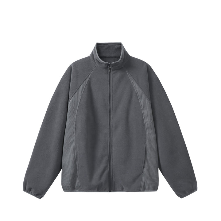 Unisex Fleece Zip Jacket with Stand-up Collar and Structured Side Inserts Mune Fashion