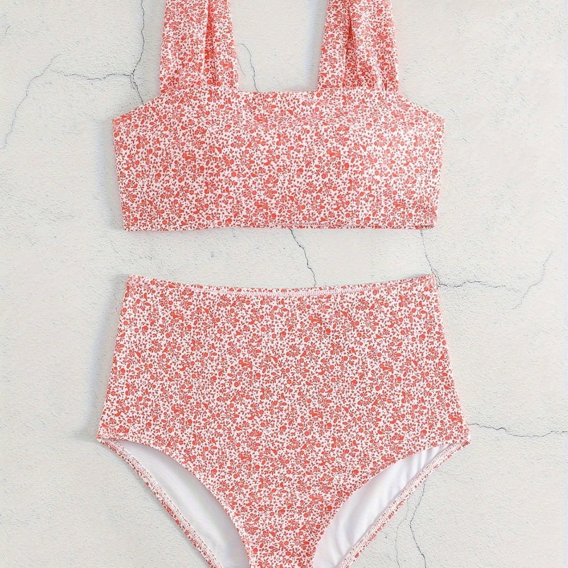 Women's High-Waisted Bikini Set with Floral Pattern Mune Fashion