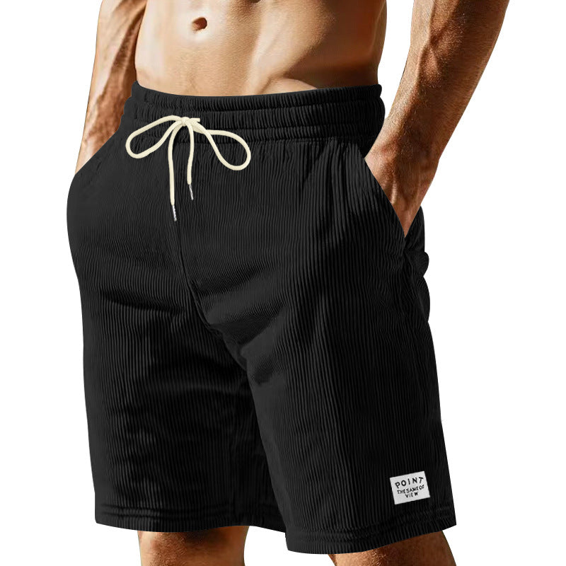 Men's knee-length lounge shorts in ribbed structure jersey with elastic drawstring waistband and patch pockets Mune Fashion
