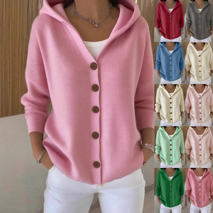 Women's hooded cardigan with button placket and casual oversized fit Mune Fashion