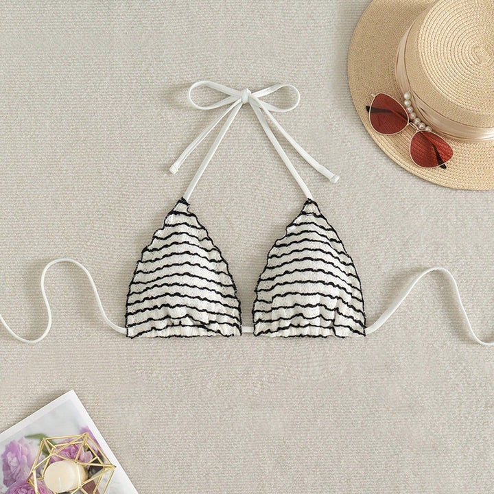 Women Triangle Bikini with playful stripe pattern Mune Fashion