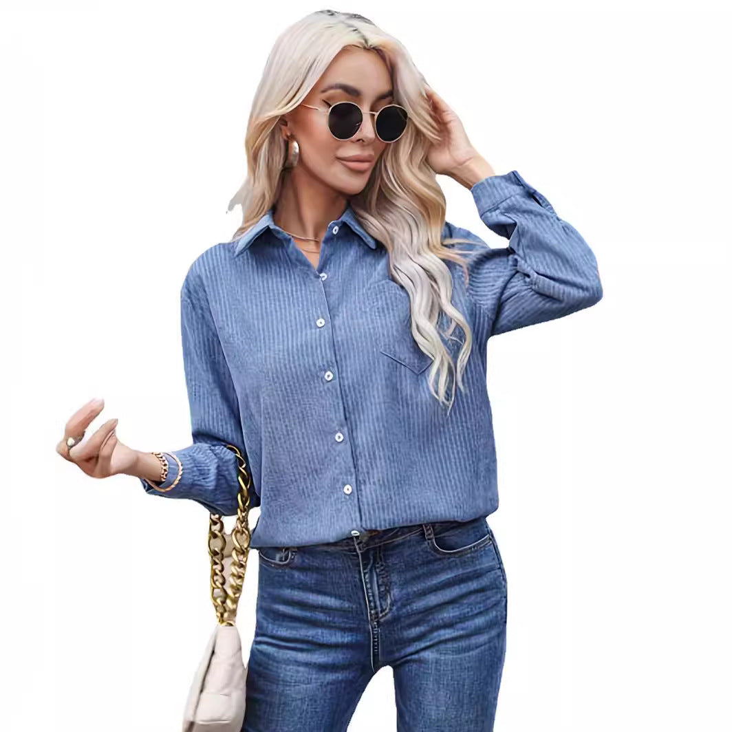 Women's shirt blouse with fine texture and chest pocket Mune Fashion