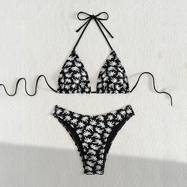 Women's Triangle Bikini with Floral Palm Design Mune Fashion
