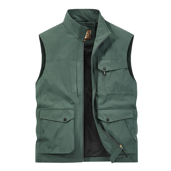 Men's Outdoor Utility Vest with Multi-Pockets, Zipper and Mesh Lining Mune Fashion