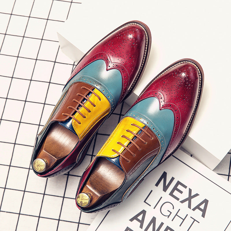 Men's handcrafted brogue leather shoes with multicolored patina and perforated details Mune Fashion