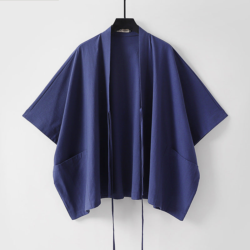 Women Oversize Kimono Cardigan with Tie and Patch Pockets Mune Fashion
