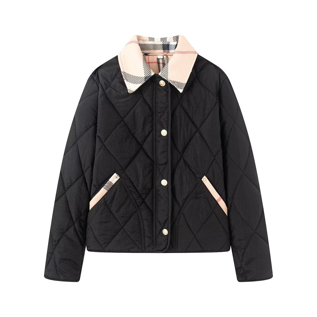 Women's quilted jacket with checked collar and pocket flap Mune Fashion