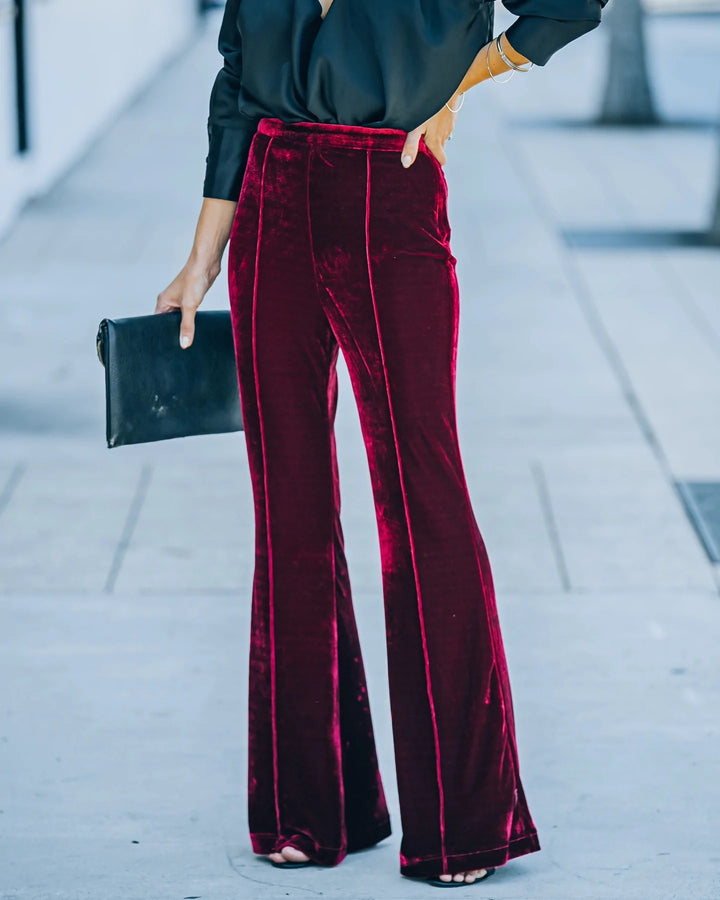 Women Elegant and Soft Velour Pants Mune Fashion