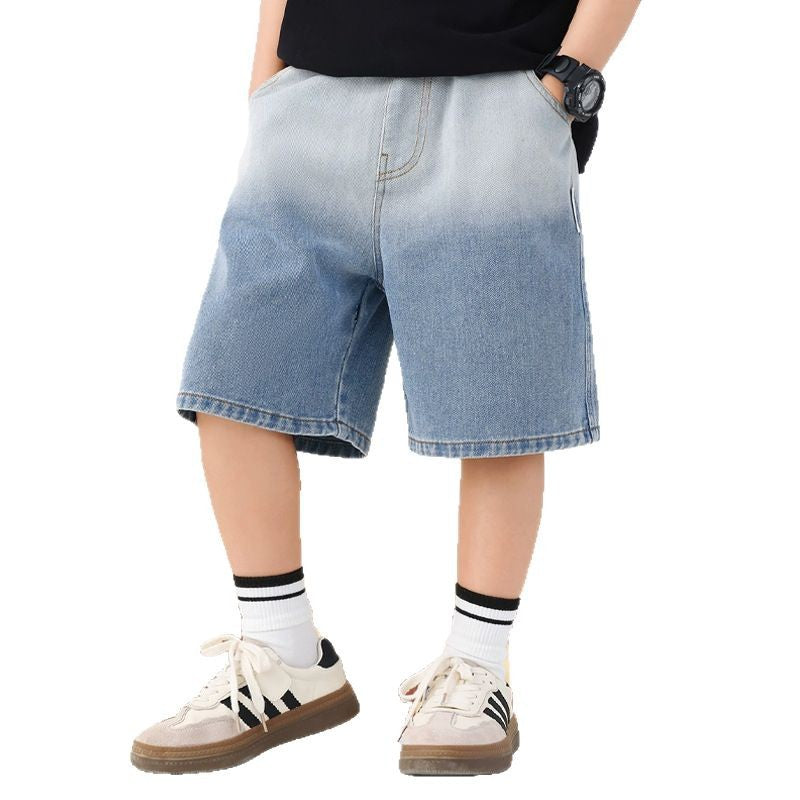 Boys loose denim shorts with trendy color gradient Mune Fashion