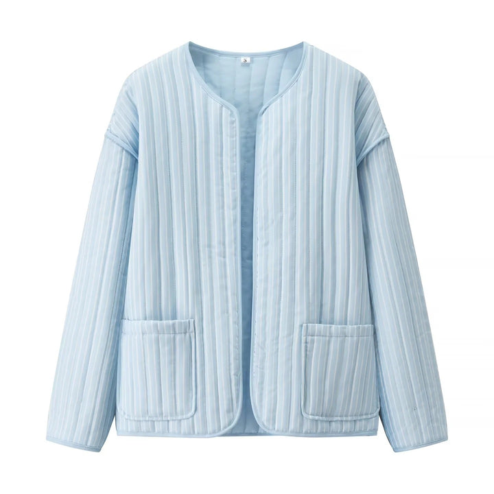 Women's Quilted Transition Jacket with Round Neckline, Light Padding and Patch Pockets Mune Fashion