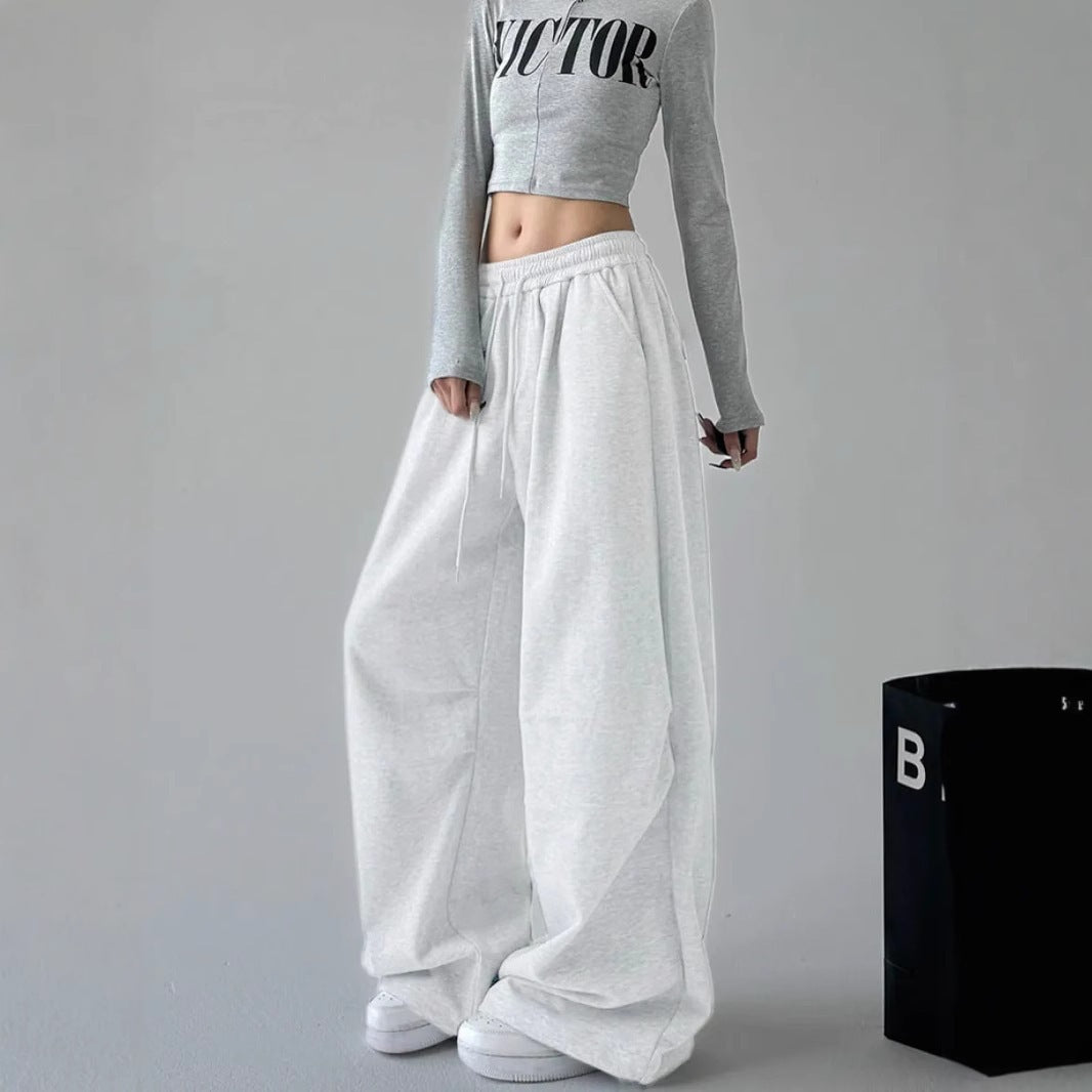 Women wide high waist lounge pants made of soft cotton blend with drawstring and side pockets Mune Fashion