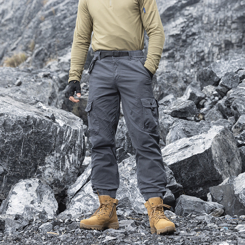 Men's technical utility cargo pants with integrated web belt, zippered pockets, and adjustable leg cuffs Mune Fashion