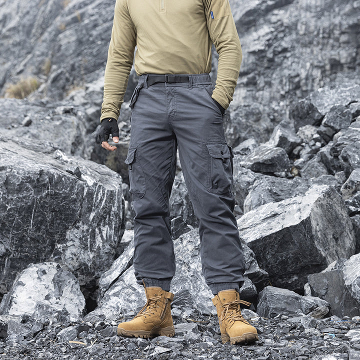Men's technical utility cargo pants with integrated web belt, zippered pockets, and adjustable leg cuffs Mune Fashion