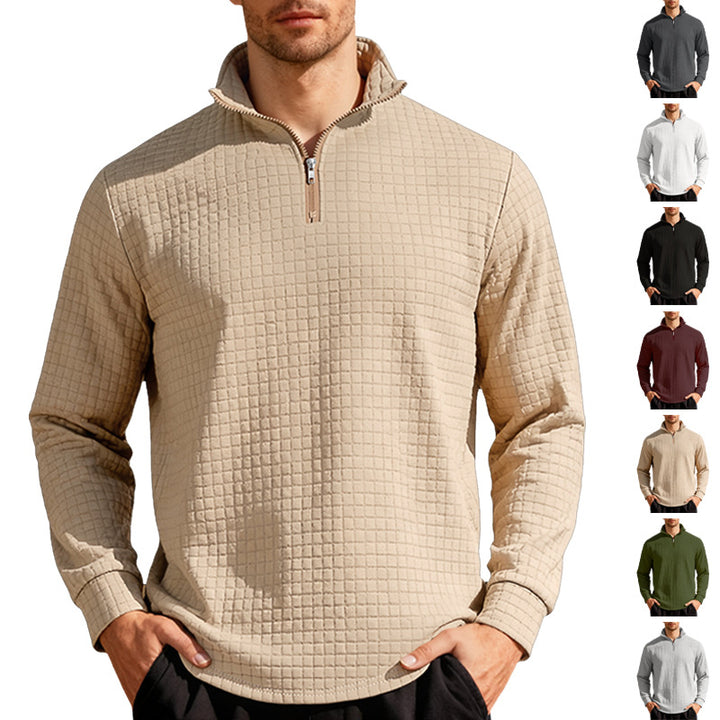 Men's Nano Square Structured Comfort Half Zip Sweater with Stand Collar and Light Padding Mune Fashion